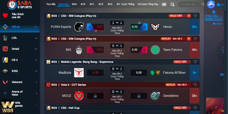 Đặt cược Esport W88 liên tục, thắng đậm mỗi ngày